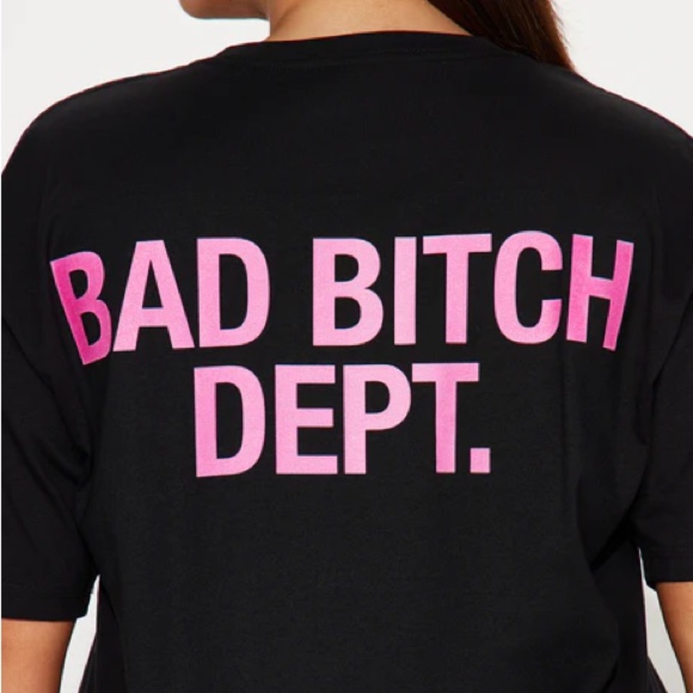 •Bad B*tch Dept• New Black Cotton Crew Neck Graphic T-Shirt